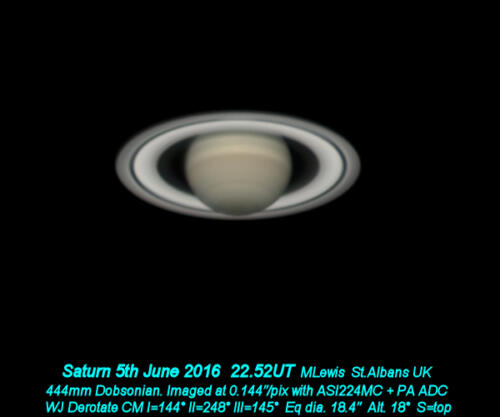 Saturn 5th June 2016 RGB - 2 nights after opposition