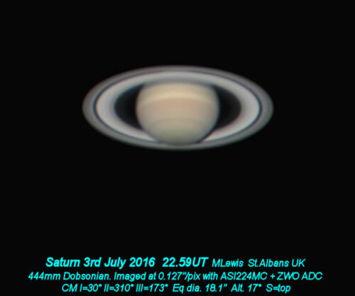Saturn 3rd July 2016 RGB